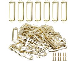 Labelhouders - 50 stuks - Metalen labelhouders - voor meubels, laden, kasten, kaarten, bureau-naamplaatjes, boekenkasten, planken - Goud - 60*18 mm