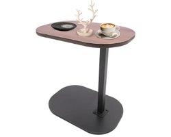LabelOne Bedtafel - Laptoptafel - Bijzettafel - in hoogte verstelbaar - metalen frame - C-vormig ontwerp - modern - bruin/zwart