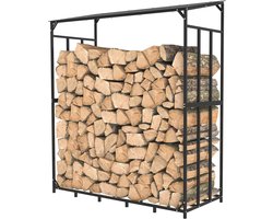 LabelOne Houtopslag Buiten - Brandhoutrek - Haardhout Rek - met afdak - 156.5 x 60 x 176.5 cm - draagvermogen tot 300 kg - zwart