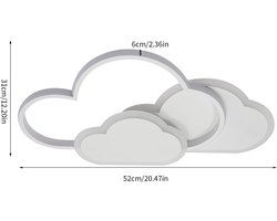LabelOne Plafondlamp - Plafonniere - LED lamp - wolk - 3 lichtkleuren: warm wit, neutraal wit, koel wit - 52 x 31 x 6 cm - wit