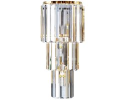 LabelOne Wandlamp - Wandlamp Binnen - Wandverlichting - Kristallen Lamp - verstelbare lichtkleuren - E14 - goud/transparant