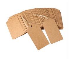 Labels Bruin - 9 x 4.5 cm. - 100 stuks - stevig karton - met voorgestanst gaatje - prijslabels - cadeaulabels - winkels