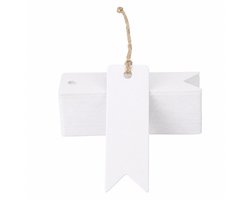 Labels - set van 100 Labels Smal Wit 7x2 cm. - stevig karton - prijslabels - cadeaulabels - met voorgestanst gaatje