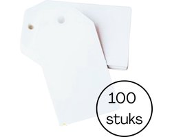 Labels - set van 100 labels wit - 7x4 cm - stevig karton - met voorgestanst gaatje - cadeaulabels - prijslabels