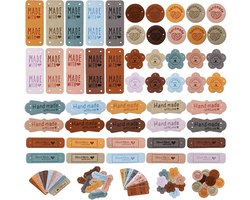 Labels voor naaien 50 stuks - PU leer - 5 designs - perfect voor kleding en tassen - SnelShoppen