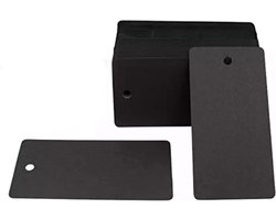 Labels Zwart - 5 x 3 cm. - 100 stuks - stevig karton - met voorgestanst gaatje - prijslabels - cadeaulabels - winkels