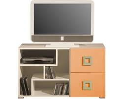 Labirynt 10 - tv-meubel voor jongeren, ladekast voor jongeren - kleur crème + oranje - laatste stuk - korting