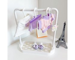 Labubu Kledingrekje - Wit rekje voor kleding & accessoires - Inclusief 10 hangertjes