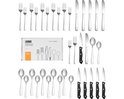 LaCardia 6 Persoons Bestekset 36-Delig - Lepels - Messen - Vorken - Steakmessen - Vaatwasserbestendig - Bestek - Zilver/RVS