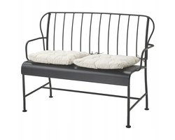 LACKÖ 2-zits tuinbank - grijs/Kuddarna lichtgrijsbeige