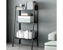 Ladder Boekenkast - Opbergrek Keukenrek - Boeken Opbergen - Ruimtebesparend Ontwerp - 58" Hoog - Rood