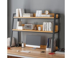 Ladder Bureau Plank - Opbergrek Display - Bureau Organiseren - Dubbele Laag - 95 cm breed - Zwart