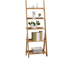 Ladderplank - Opbergrek - Ruimte Organiseren - Natuurlijk bamboe materiaal - 5-laags - Geel