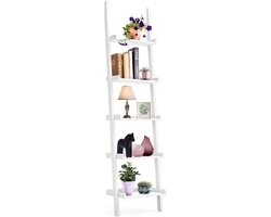 Ladderrek met 5 planken - Staand rek decoratief - Opbergen en decoreren - Eenvoudig te reinigen oppervlak