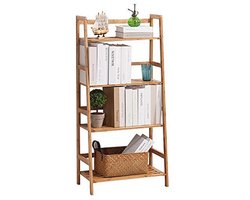 Ladderrek van Bamboehout met 4 Planken - Multifunctioneel Plantenrek en Boekenkast