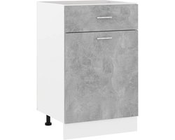 Lade-onderkast, opbergzijkast kast meubels eetkamer apparatuur keuken opbergkast unit beton grijs 50x46x81,5 cm bewerkt hout