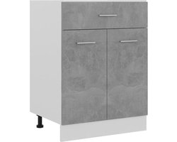 Lade-onderkast, opbergzijkast kast meubels eetkamer apparatuur keuken opbergkast unit beton grijs 60x46x81,5 cm bewerkt hout