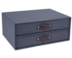 Lade opbergdoos voor documenten en kantoorbenodigdheden - Desk organizer met 2 lades in elegant blauw