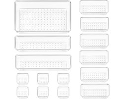Lade-Opbergsysteem 15-Delige Set in 4 Maten - Doorzichtige Kunststof Lade Organizer voor Make-Up Keuken Badkamer en Kantoor - Modulair Inzetbaar