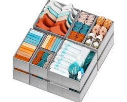 Lade Organizer Kleding - Dresser Organizer Bakken - Kast Slaapkamer Ordenen - Geurloos Verdikte Stof - 12 Stuks - Grijs