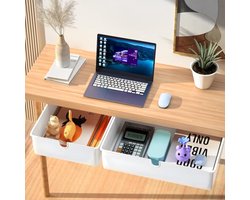 Lade-organizer onder bureau, 2 stuks zelfklevende opbergdoos voor kantoortafel - verborgen ladekast wit