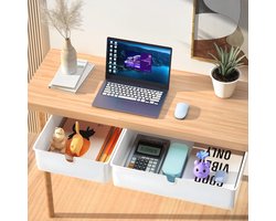 Lade-organizer onder bureau, 2 stuks zelfklevende opbergdoos voor kantoortafel - verborgen ladekast wit