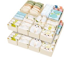 Lade Organizer Opbergbox - 15-delige set Opvouwbaar Stoffen - Voor Kleding, Ondergoed, Broeken, Sokken en Babykleding in Kledingkast en Lades - Beige