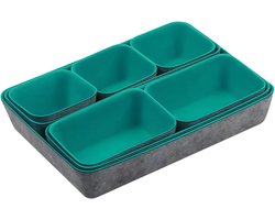 Lade Organizer Set - Opbergdozen Vilt - Bureau Kast Indelen - Stapelbaar Flexibel Ontwerp - 27x20x6cm - Grijsgroen