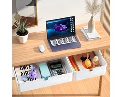 Lade-organizer voor bureau - 2 stuks lade-organizer opbergdoos - bureau-organizer zelfklevende lade-organizer - kantoortafel ladekast - wit Ladeblok