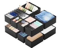 Lade-organizer voor kleding - 12 stuks - Dressoir lade organizer bakken en opbergverdelers voor ondergoed, sokken en accessoires