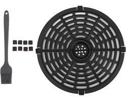 Lade voor Luchtfriteuse met Reserveonderdelen en Roestvrijstalen Scherperplaat - Rond - Anti-aanbaklaag - Rubberen Bumpers - Siliconenolieborstel - 22cm