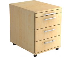 Ladeblok - 3 Lades - Verrijdbaar - Esdoorn - 42,8 x 58 x 59 cm - Bari 1606 BO