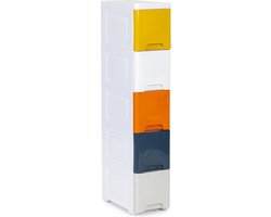 Ladeblok - 83x32x18 cm - 5 lades - wit, geel, blauw, oranje