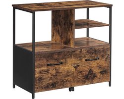 Ladeblok - Archiefkast - Met 3 open vakken - Houtlook - Bruin zwart