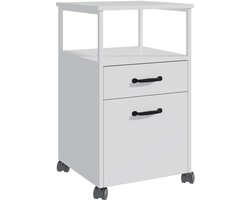 Ladeblok bureau - 66,5x42x44 cm - op wielen - wit