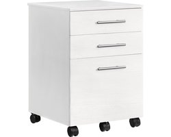 Ladeblok Bureau met Wielen - 3 Lades - Ladekast / Ladenkastje Wit - 40x40x57,5 cm