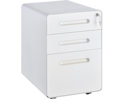 Ladeblok - Ladeblok bureau - bureaukast - Archiefkast - 3 lades - Met slot - Staal - Wit