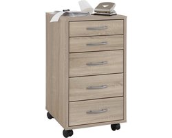 Ladeblok Themis Eiken - Met wielen - Met lades - Breedte 33 cm - Diepte 38 cm - Hoogte 63.5 cm
