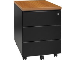 Ladeblok verrijdbaar 3 laden bladkleur Halifax Eiken framekleur Wit (RAL9010)