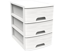 Ladeblok/bureau organizer wit A5 3x lades stapelbaar L27 x B36 x H35 cm - Ladenblokken