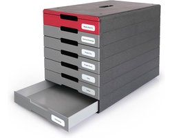 Ladebox 7 Vakken - Opbergkastje Archief - Documenten Sorteren - Gemaakt van gerecycled materiaal - A4 tot C4 - Antraciet Rood