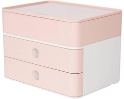 Ladebox Allison Smart Box plus met 2 laden, scheidingswand en opbergdoos, kabelgeleiding, stapelbaar, kantoor, bureau, meubelvriendelijke rubberen voetjes, 1100-86, hoogglans flamingo roze