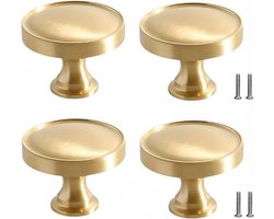 Ladegrepen 2/4 Stuks Messing Garderobekast Deurgreep Lade Wijnkast Gouden Handgreep - Rond Groot