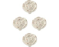 Ladegrepen - 4 Stuks - Kaptafelgrepen - Antieke Rose Flower Cabinet Knoppen - Zinklegering - Ronde Trekt - met Schroeven - Geschikt voor Meubels, Deur, Kasten - 31*31*23mm - Wit