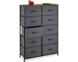 ladekast - 10 lades - 120 x 85,5 x 30 cm - metaal - stof - bijzetkastje slaapkamer