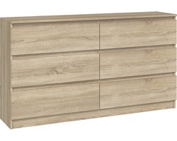 Ladekast 140 cm 6 lades licht eiken licht eiken