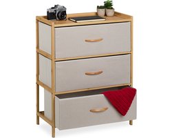 ladekast - 3 stoffen lades - bamboe - 73 x 57,5 x 30 cm - naturel-beige