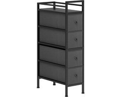 Ladekast 4-laags 20x43x81,5 cm Zwart Metaal Opbergkast Smalle kast Bergkast Bijzetkast Eenvoudig design Praktisch en mooi Stevig en duurzaam Te gebruiken in de slaapkamer, de woonkamer en de badkamer