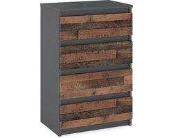 Ladekast 4 laden Grijs Vintage 60CM TV-kast Woonkamermeubel Dressoir