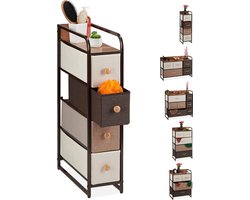 ladekast - 4 lades - stalen frame - 84,5 x 20 x 49,5 cm - slaapkamer - bruin